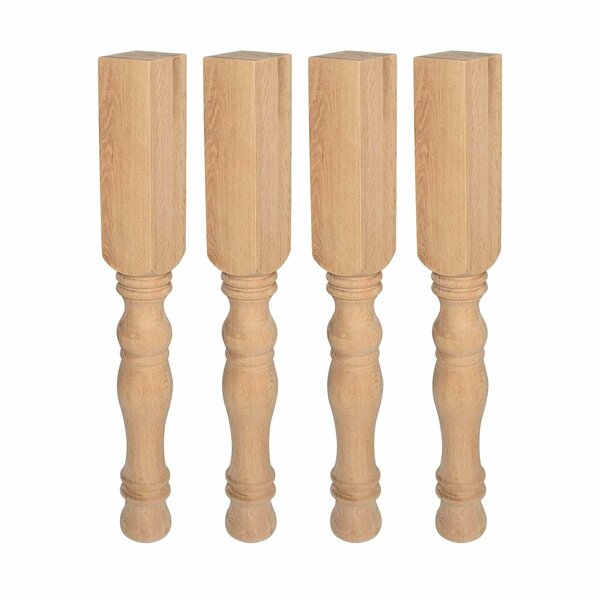 Outwater Architectural Products by 34-1/2in H x 4in Square Solid Oak Wood Island Leg, 4PK 5APD11918